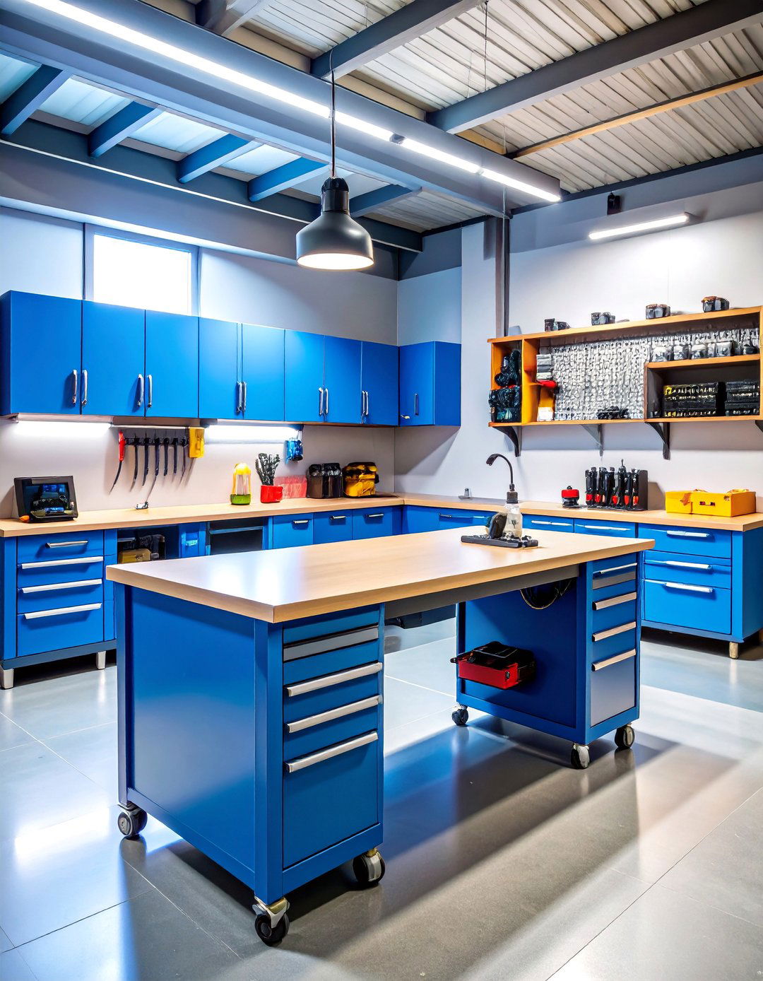Power Integrated Workbench with Built In Outlets - 25 Garage Workbench Ideas