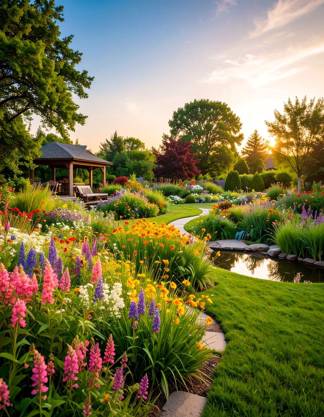 Prairie Meadow Landscape with Native Grasses - 25 Large Backyard Ideas