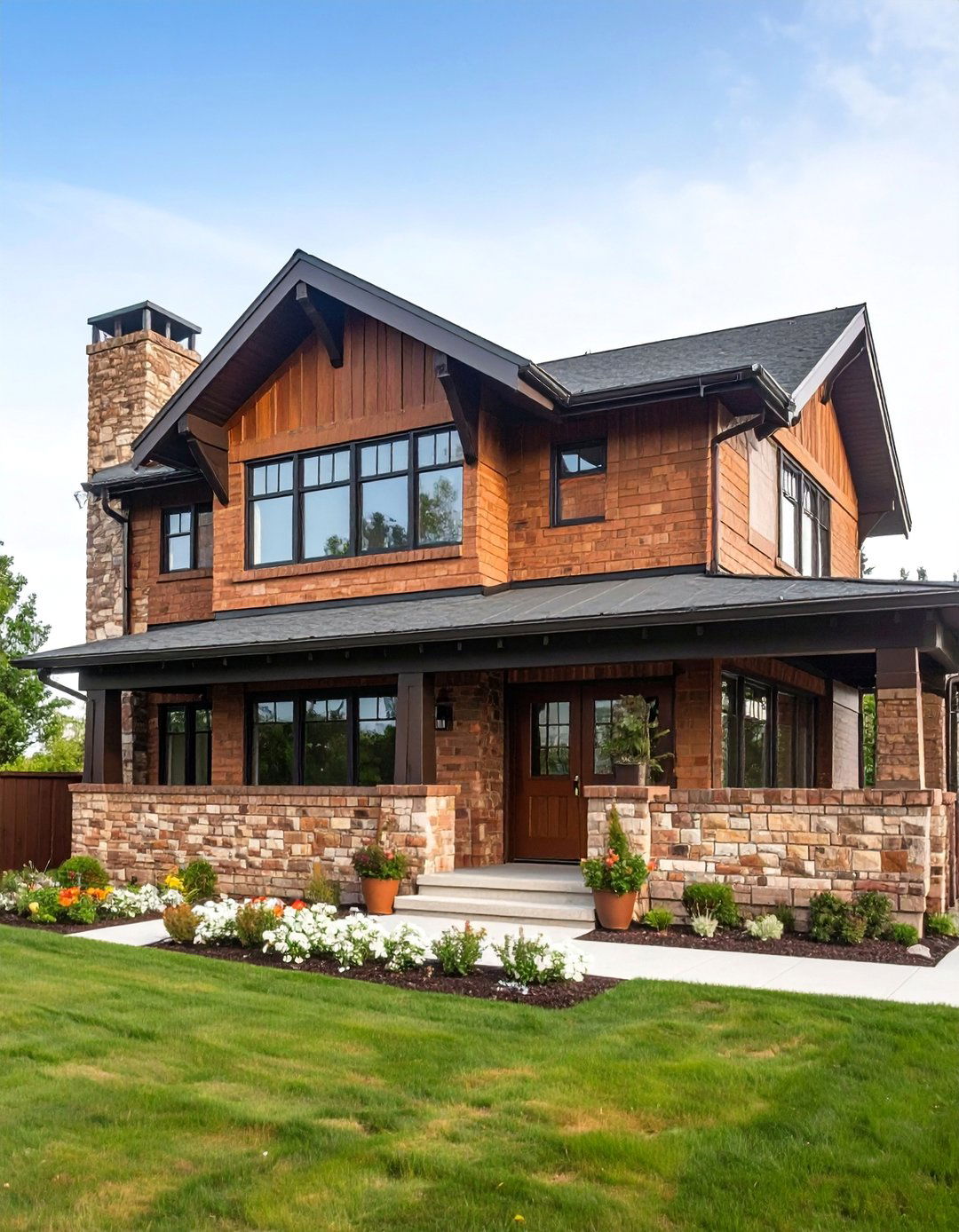 Prairie Style Brown Brick Architecture - 25 Brown Brick Exterior Home Ideas