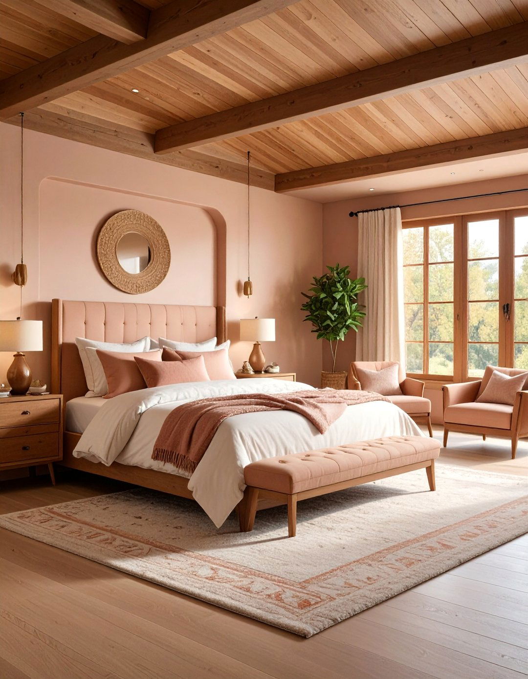 Prairie Style Dusty Rose Bedroom with Architectural Lines - 25 Dusty Rose Bedroom Ideas