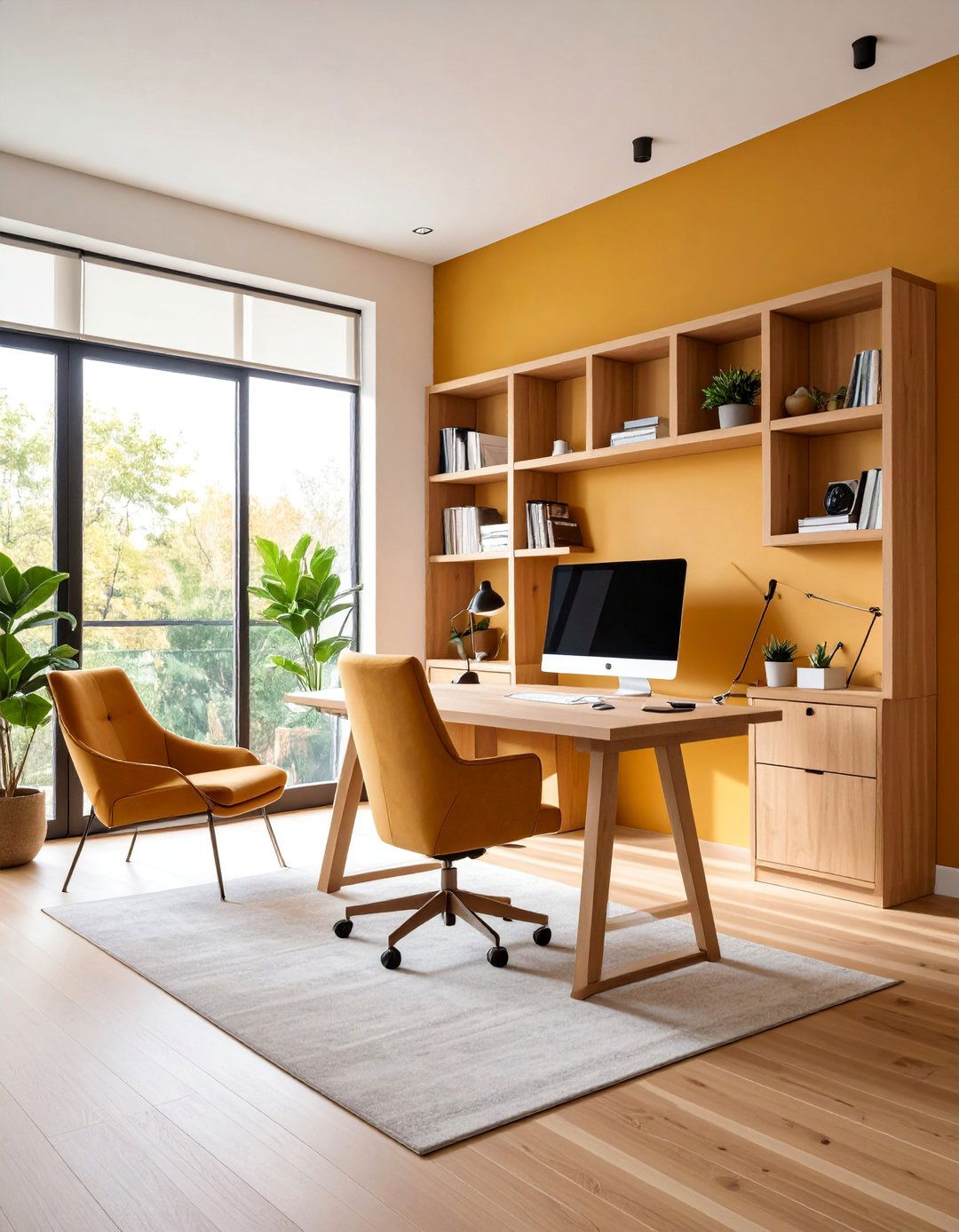 Prairie Style Home Office with Integrated Workstation - 25 Prairie-style Interior Design Ideas
