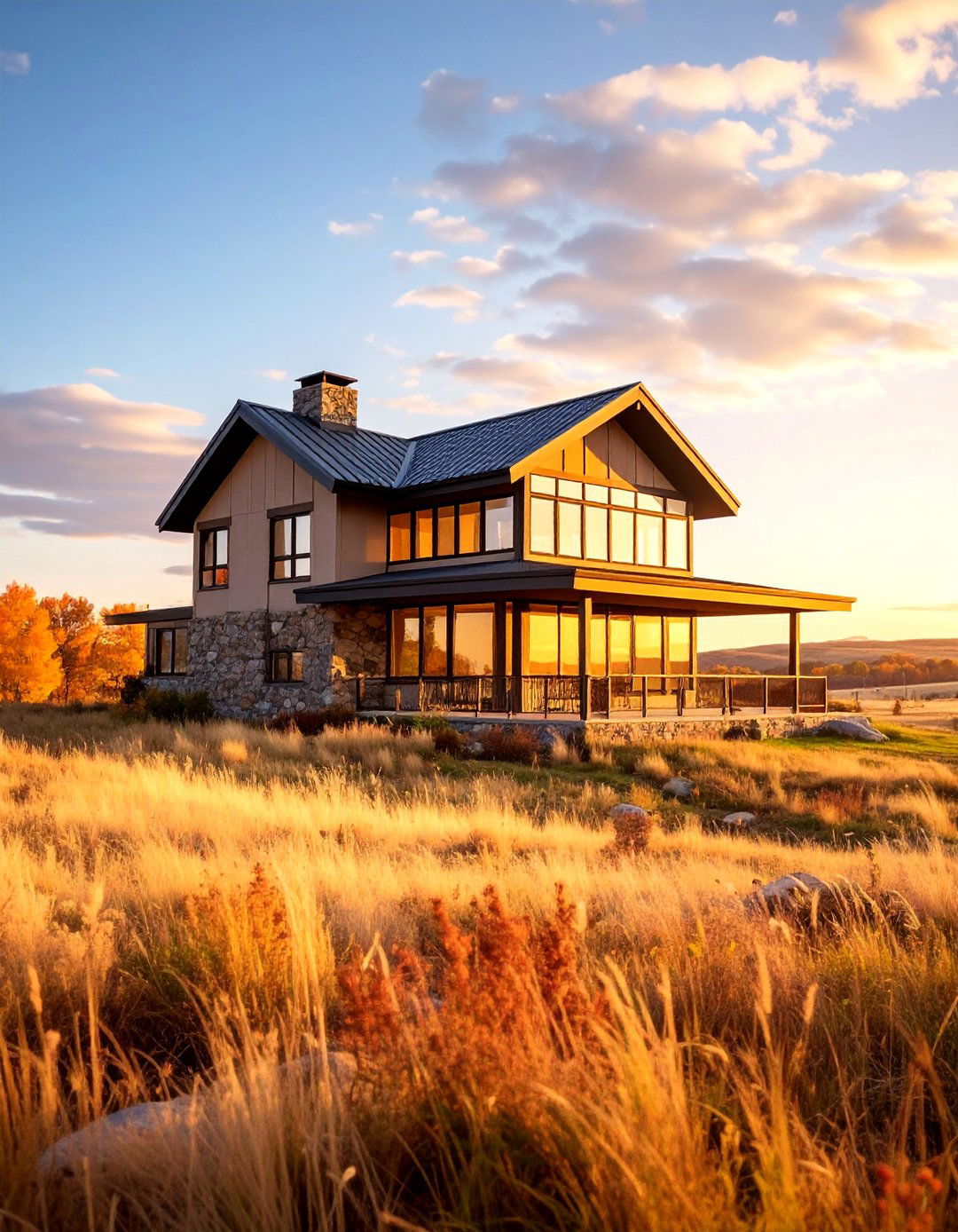 Prairie Style House with Black Perimeter Windows - 25 Houses With Black Windows