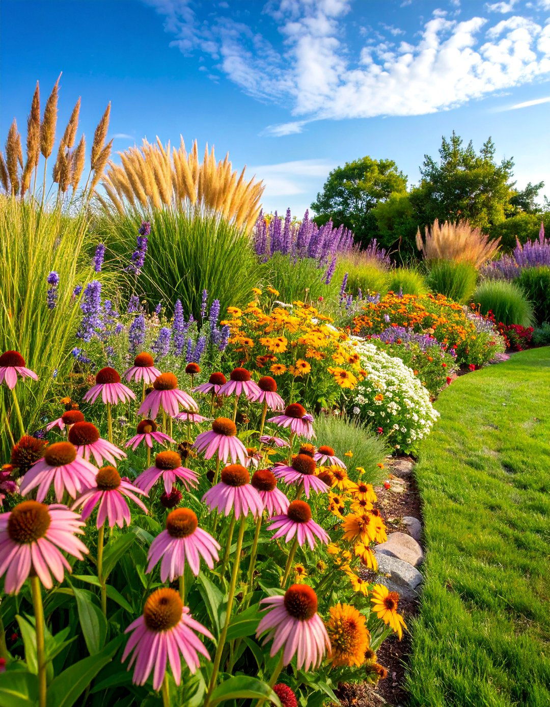 Prairie Style Ornamental Grass and Flower Bed - 25 Flower Bed Ideas