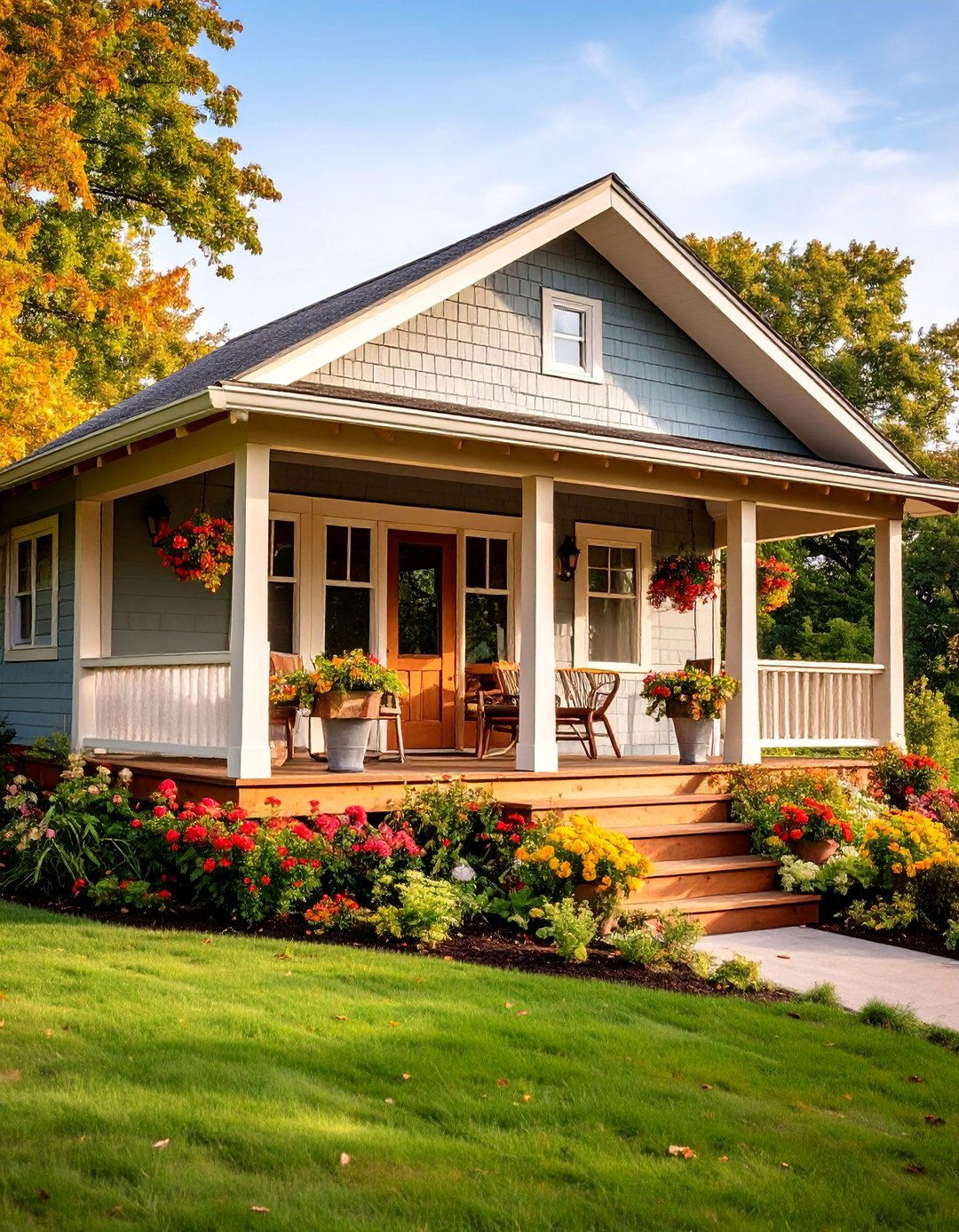 Prairie Style Porch with Horizontal Lines - 25 Raised Ranch Front Porch Ideas