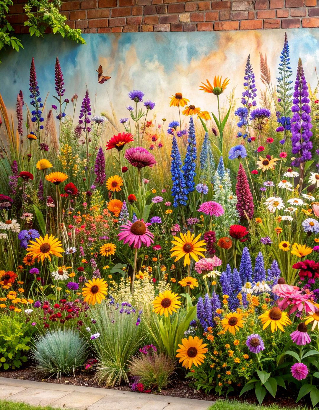 Prairie Wildflower Garden Mural with Native Plants - 25 Garden Mural Ideas