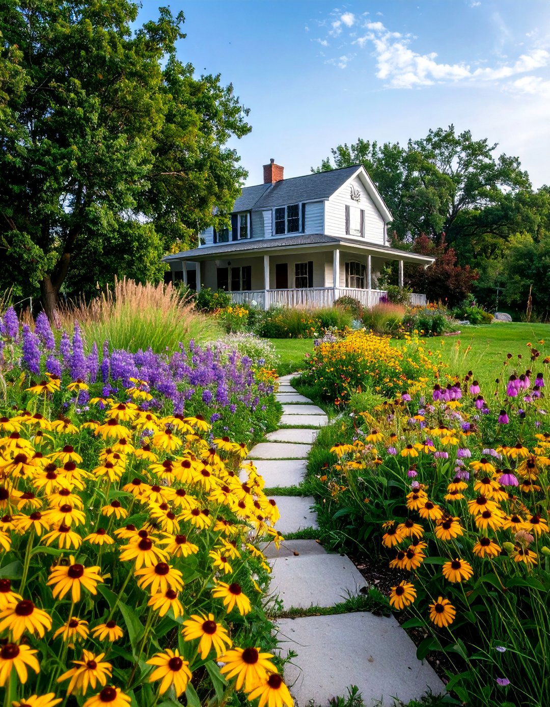 Prairie Wildflower Garden with Native Grasses - 25 Front Yard Landscaping Ideas