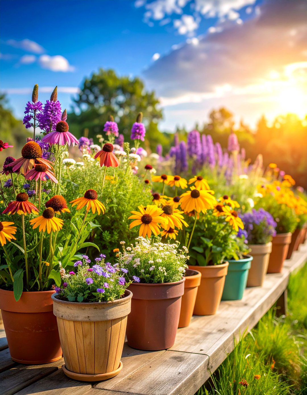 Prairie Wildflower Meadow Pots - 25 Container Garden Ideas