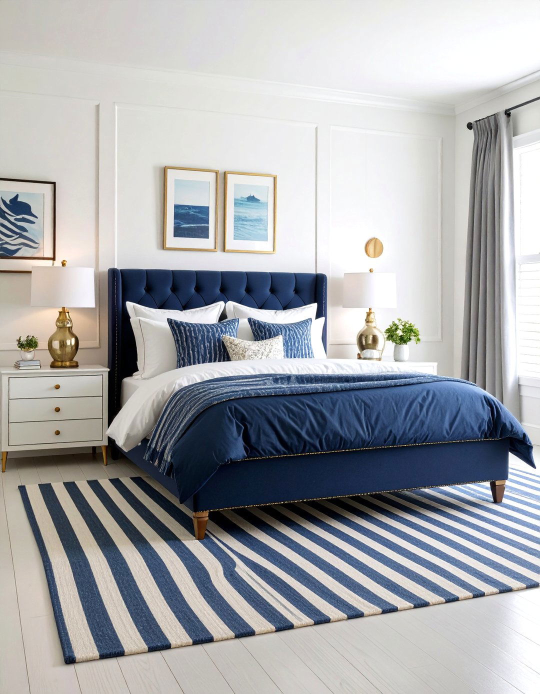 Preppy Navy and White with Gold Accents - 25 Blair Waldorf Bedroom