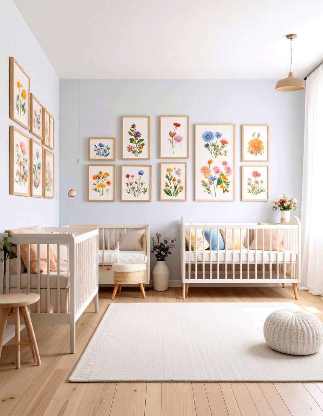 Pressed Flower Gallery Wall with Vintage Charm - 25 Floral Nursery Ideas
