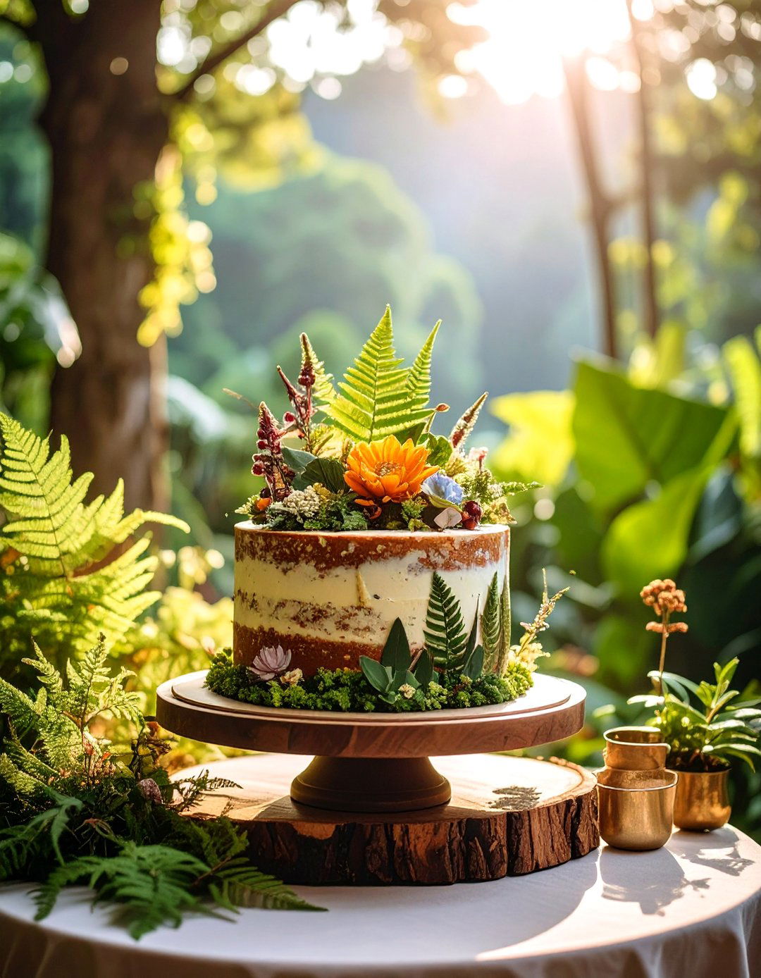 Pressed Flower Naked Cake with Botanical Artistry - 25 Naked and Semi-naked Wedding Cake Ideas