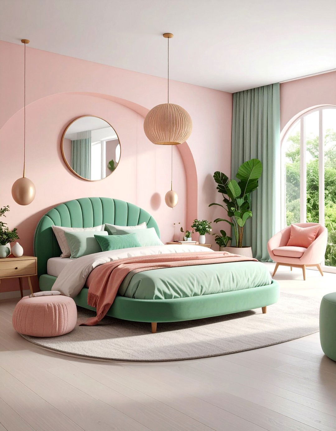 Primary Bedroom with Curved Furniture Elements - 25 Primary Bedroom Ideas