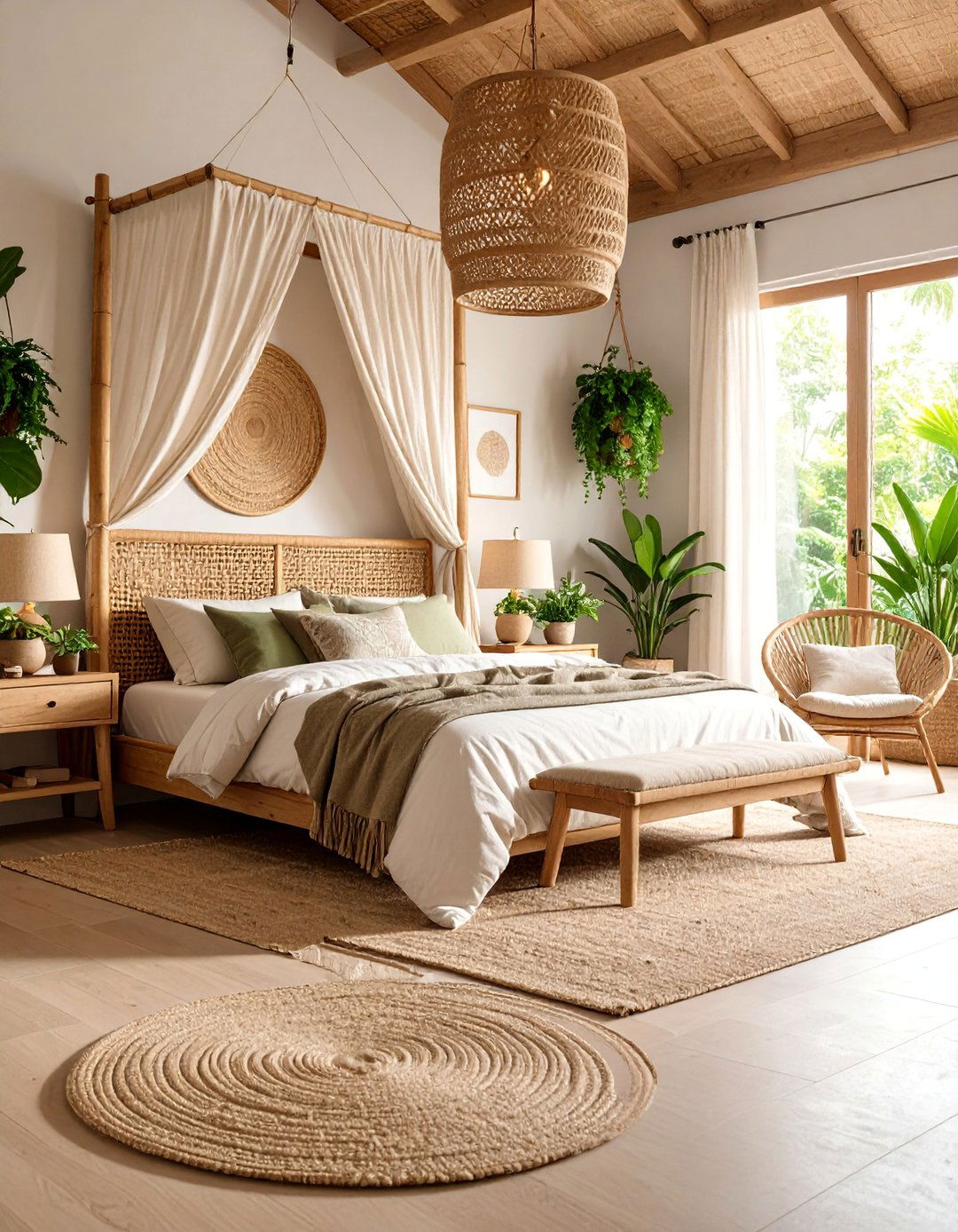 Primary Bedroom with Natural Fiber Textures - 25 Primary Bedroom Ideas