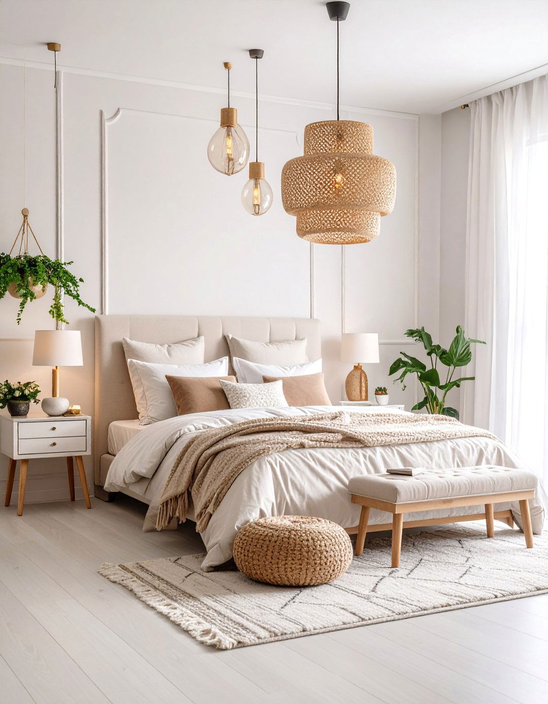 Primary Bedroom with Statement Lighting Centerpiece - 25 Primary Bedroom Ideas