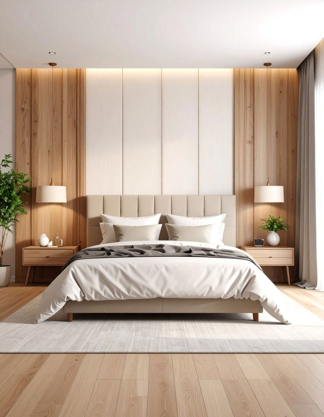 Primary Bedroom with Textured Wall Treatments - 25 Primary Bedroom Ideas