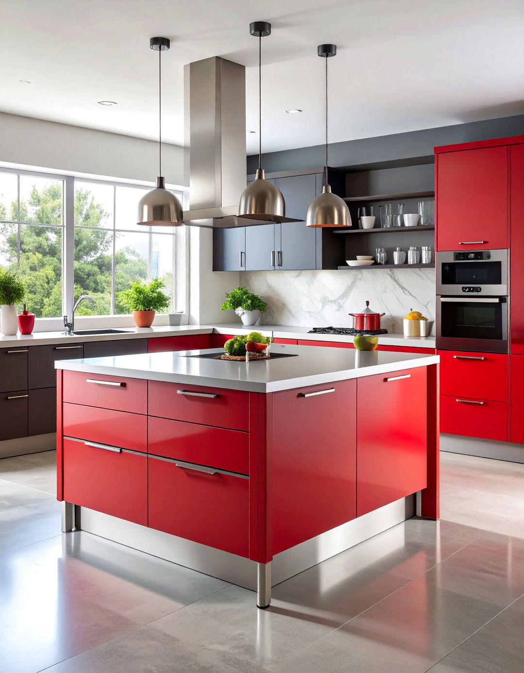 Primary Color Kitchen Island with Steel Details - 25 Bauhaus Interior Design Ideas