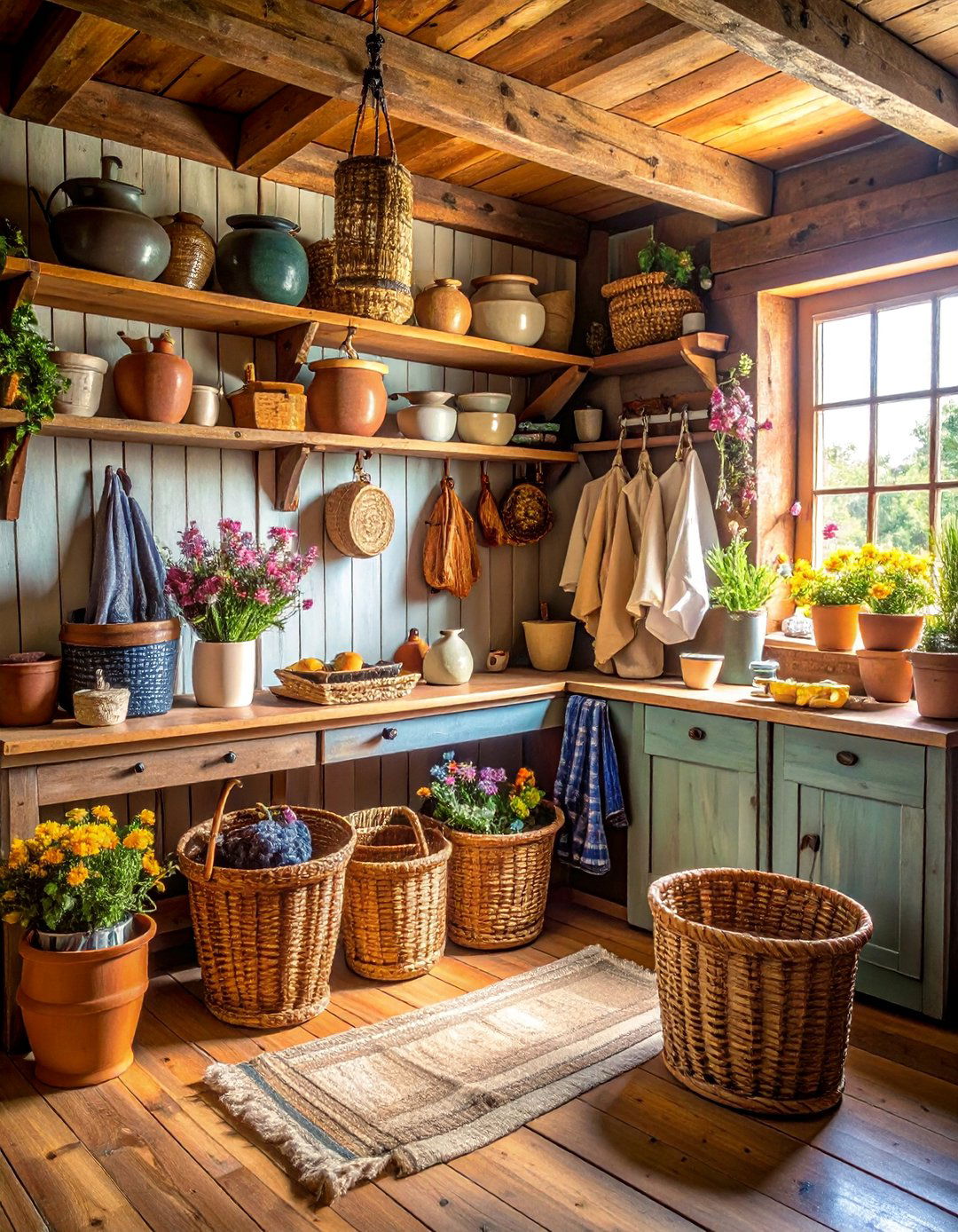 Primitive Country Vintage Laundry Room with Antique Accessories - 25 Vintage Laundry Room Decor Ideas