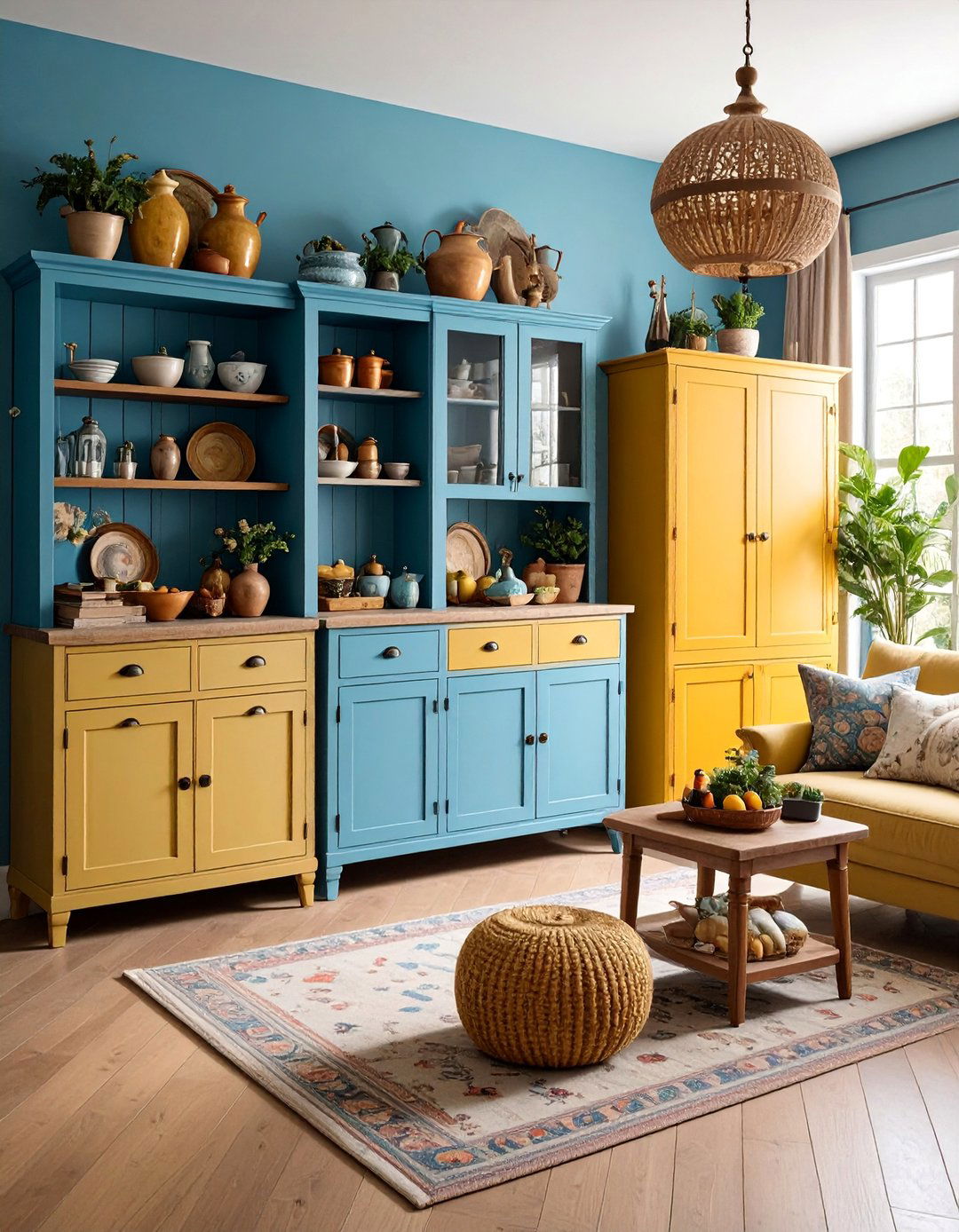 Primitive Cupboard and Storage Display - 25 Primitive Living Room Ideas