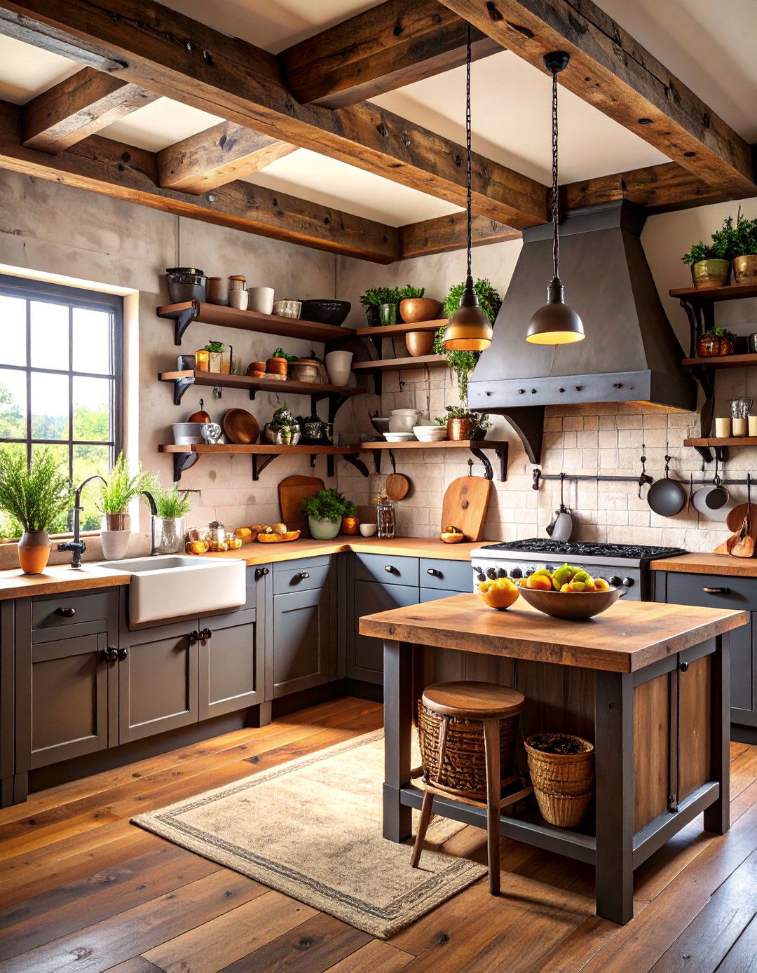 Primitive Kitchen with Handforged Iron Details - 25 Primitive Kitchen Ideas