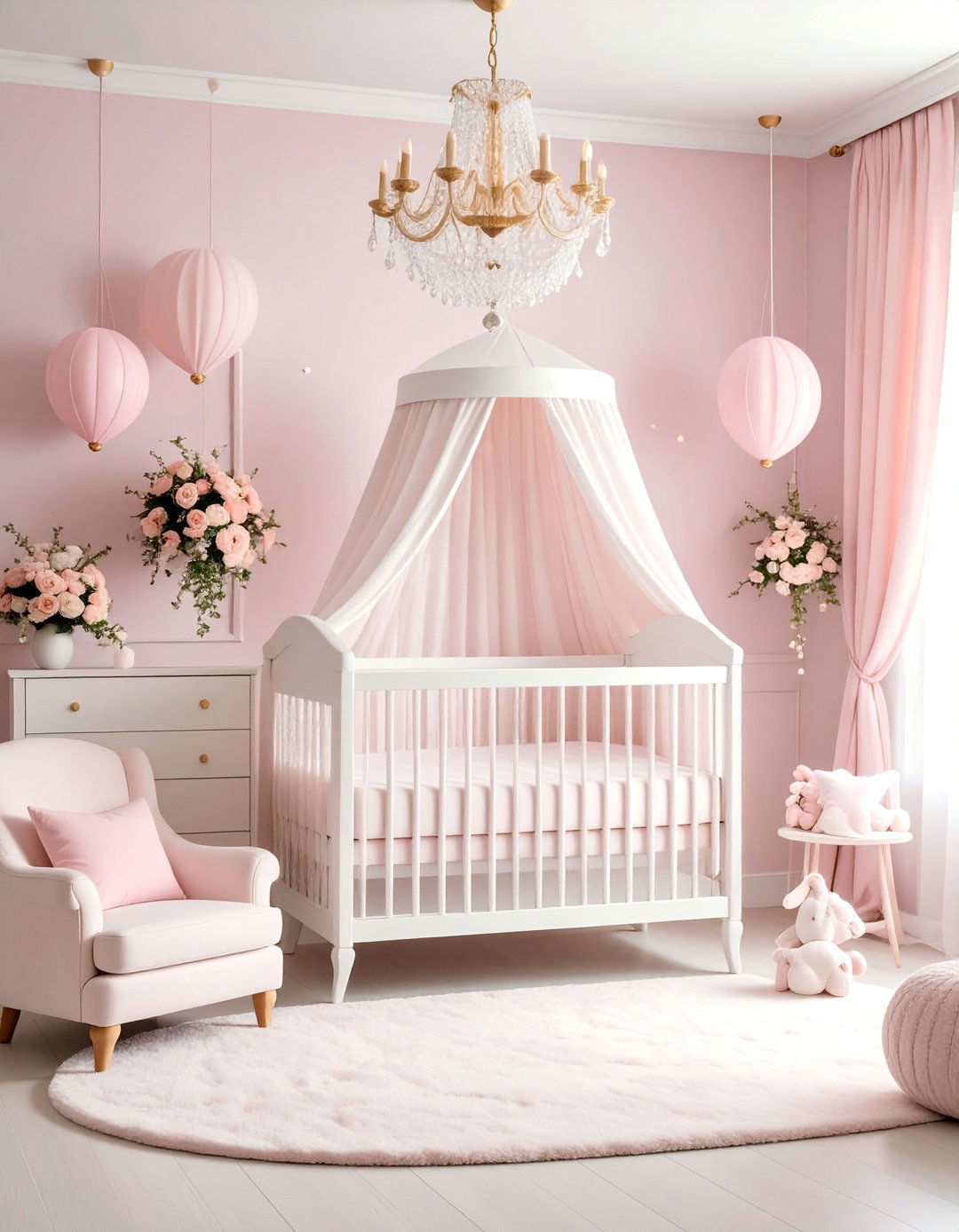 Princess Nursery Room with Soft Pastels - 25 Princess Room Ideas