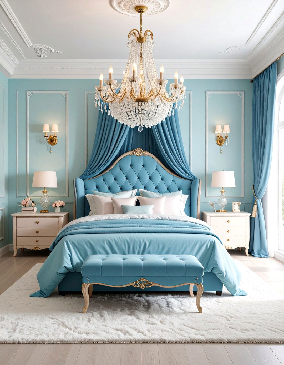 Princess Room with Chandelier Lighting - 25 Princess Room Ideas