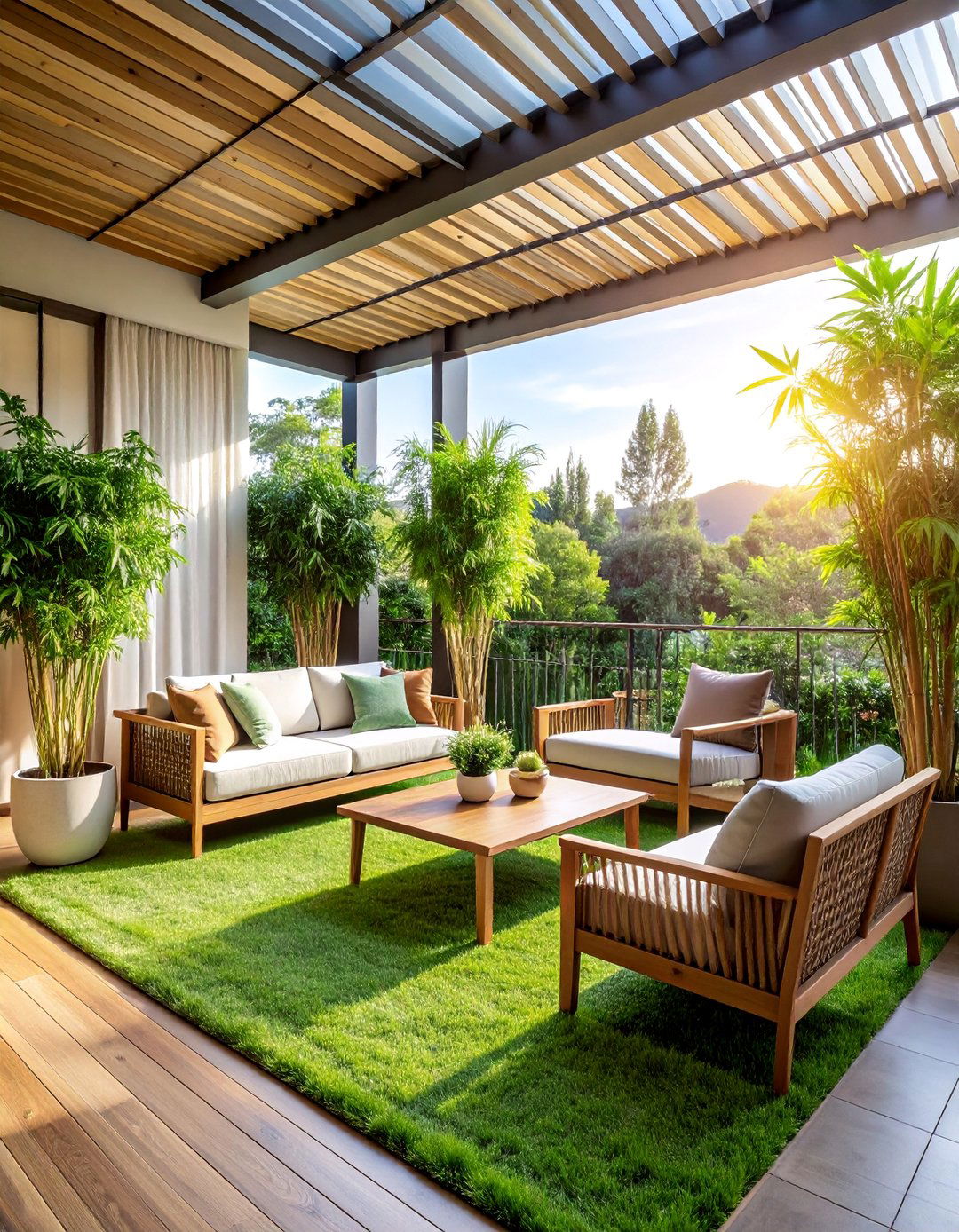 Privacy Garden Artificial Grass Sanctuary - 25 Artificial Grass Balcony Design