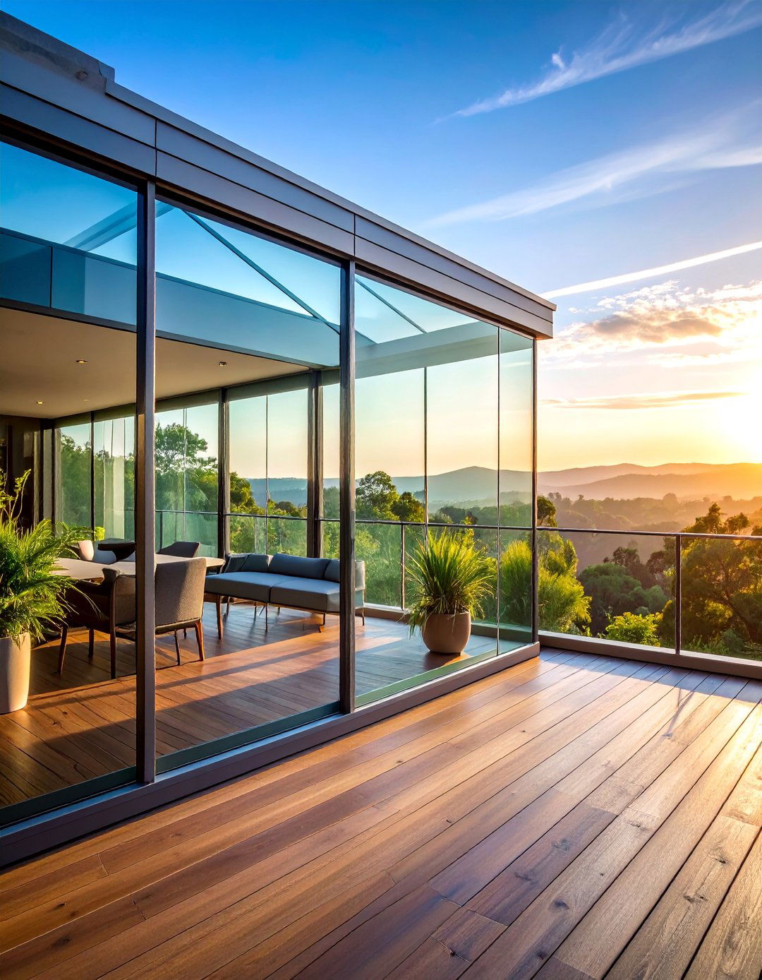 Privacy Glass Panel System - 25 Horizontal Deck Railing Ideas