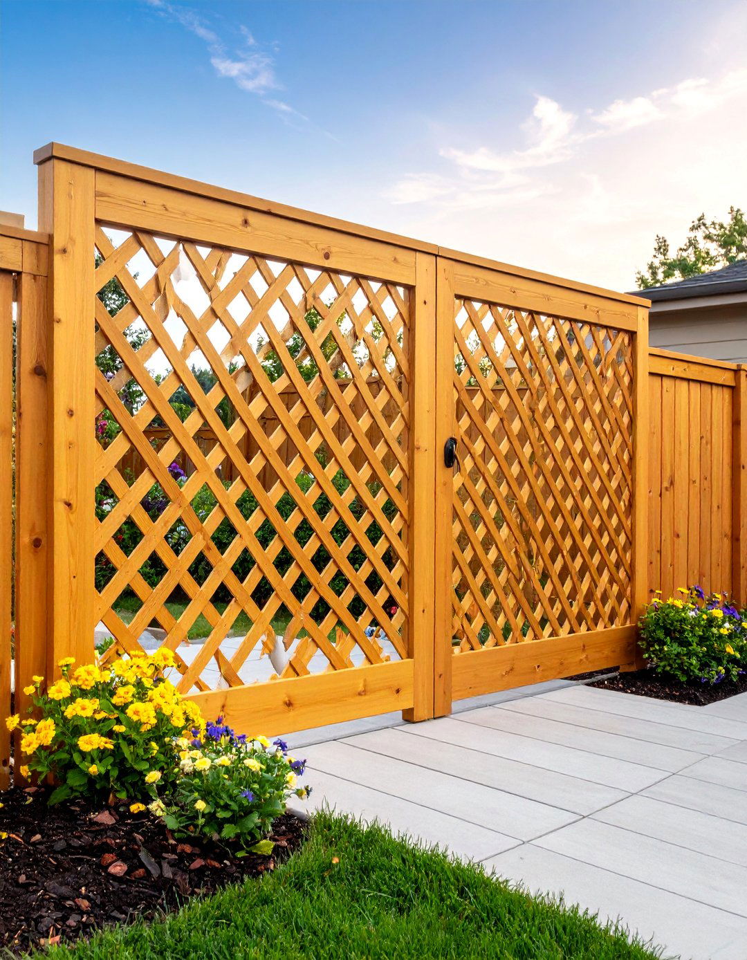 Privacy Lattice Gate with Integrated Planters - 25 Deck Gate Ideas