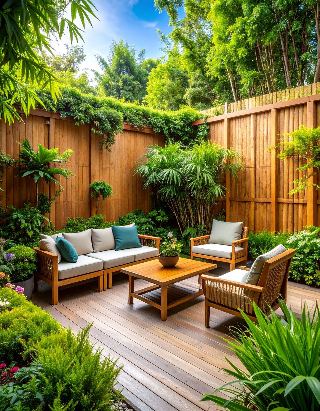 Privacy Screen Garden Patio with Natural Barriers - 25 Patio Garden Ideas