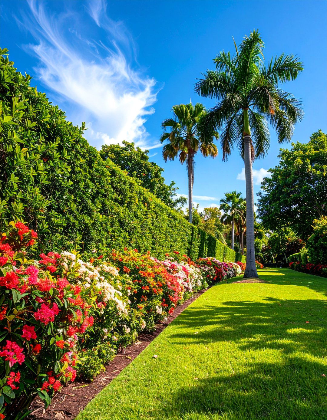Privacy Screen Landscape with Dense Tropical Hedging - 25 South Florida Landscaping Ideas