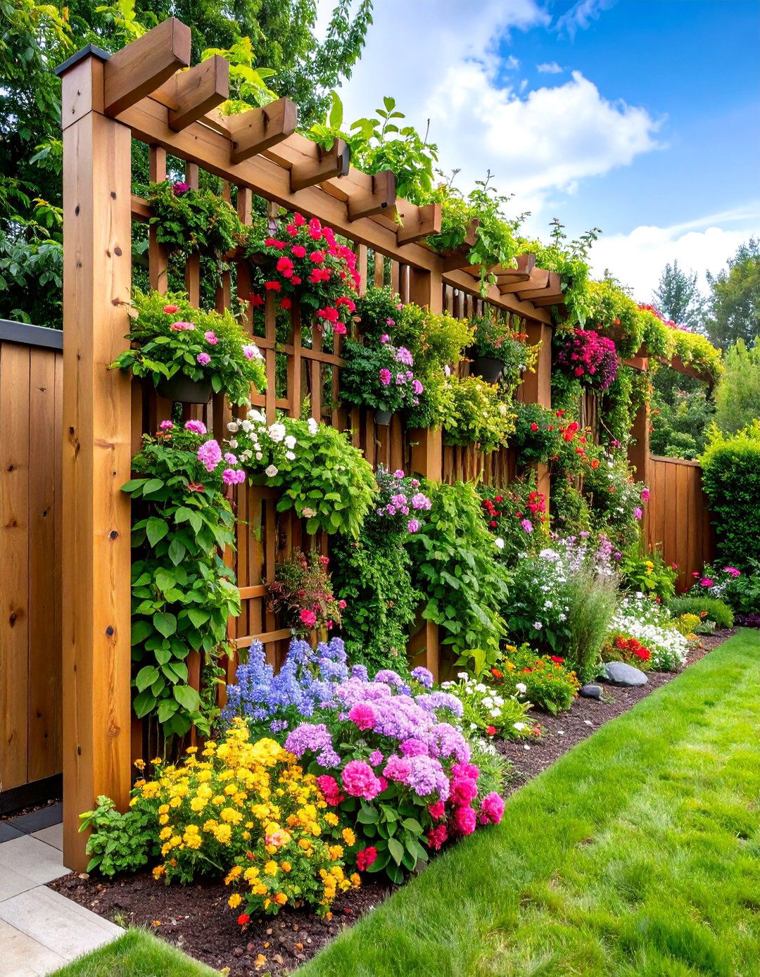 Privacy Screen Living Wall Garden - 25 Cheap Backyard Makeover Ideas