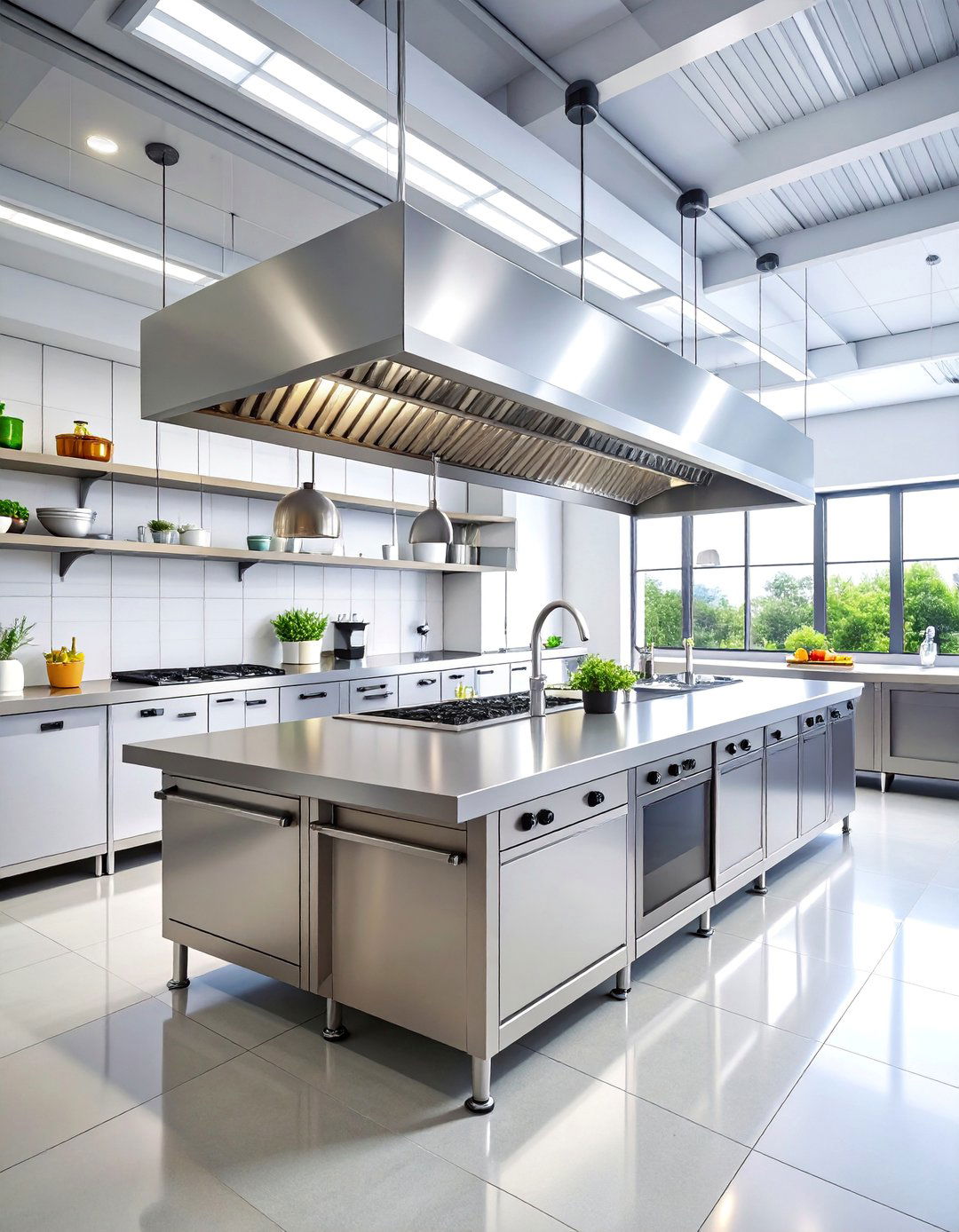 Professional Chefs Kitchen with Sloped Ceiling - 25 Sloped Ceiling Kitchen Ideas