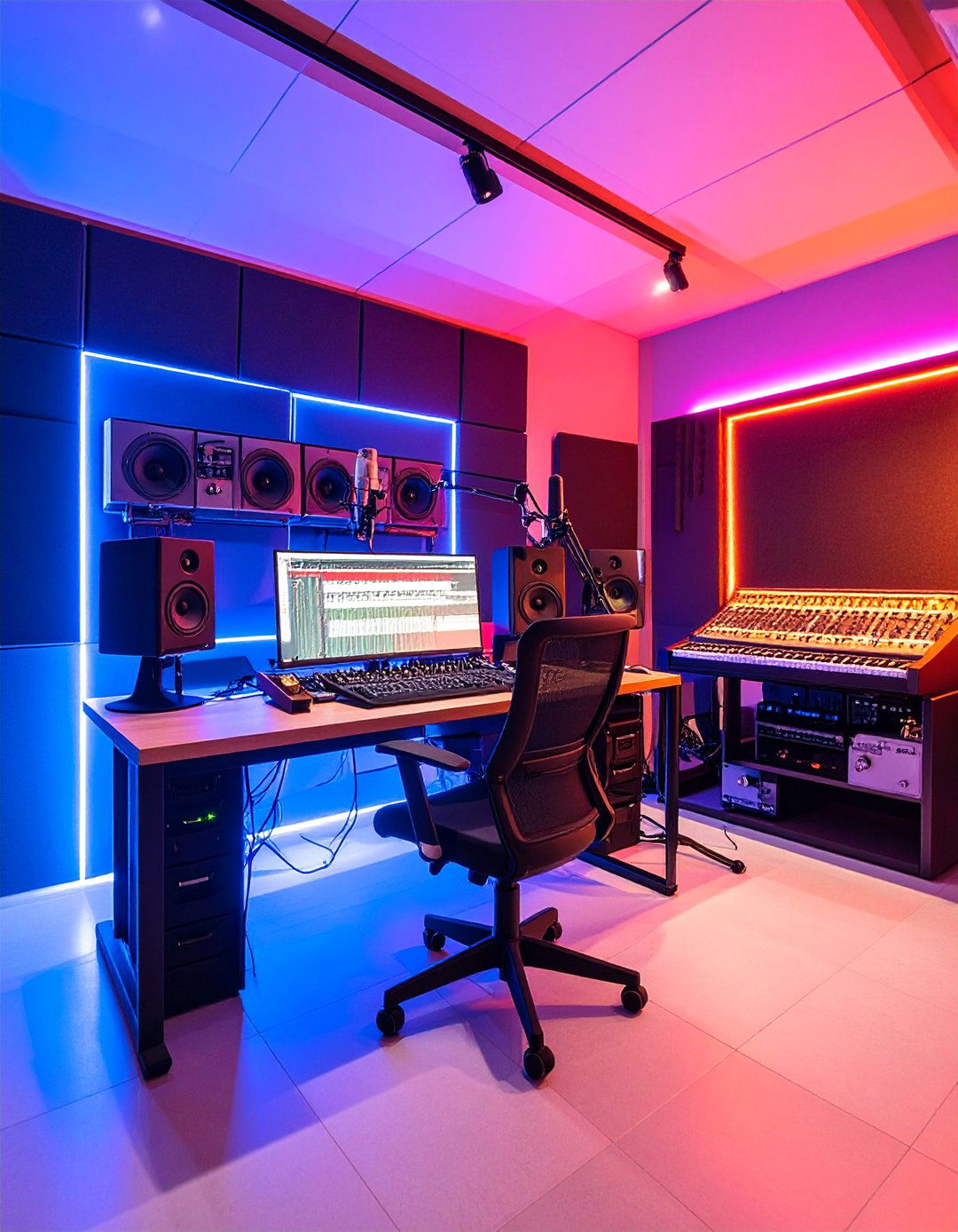 Professional Home Recording Studio with Acoustic Foam - 25 Music Room Ideas