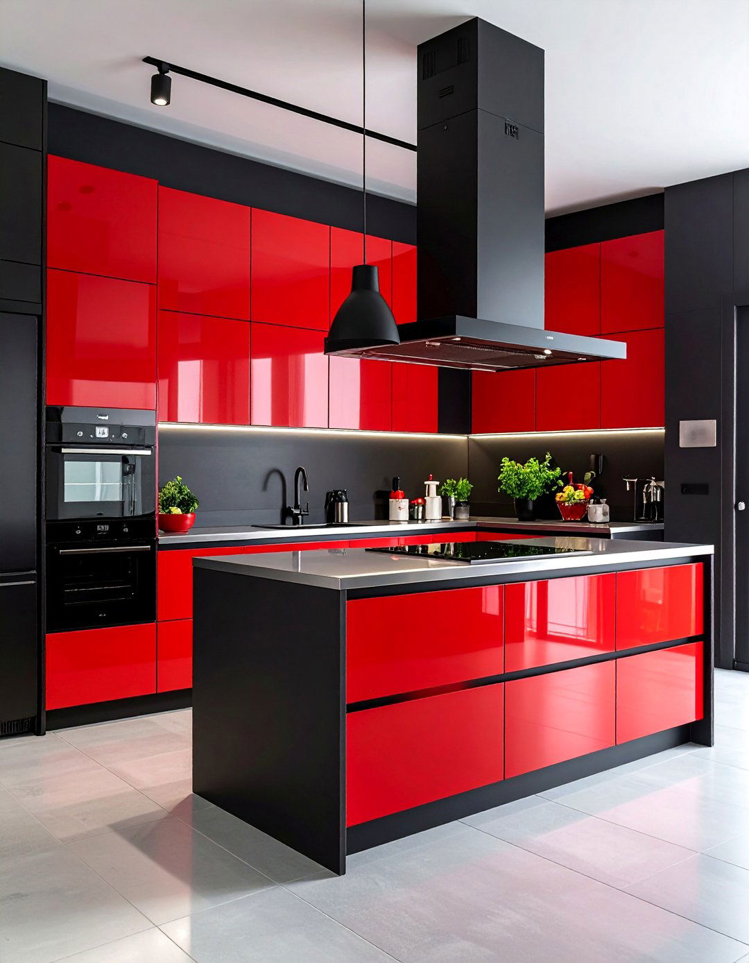 Professional Red and Black Chefs Kitchen - 25 red and black kitchen ideas