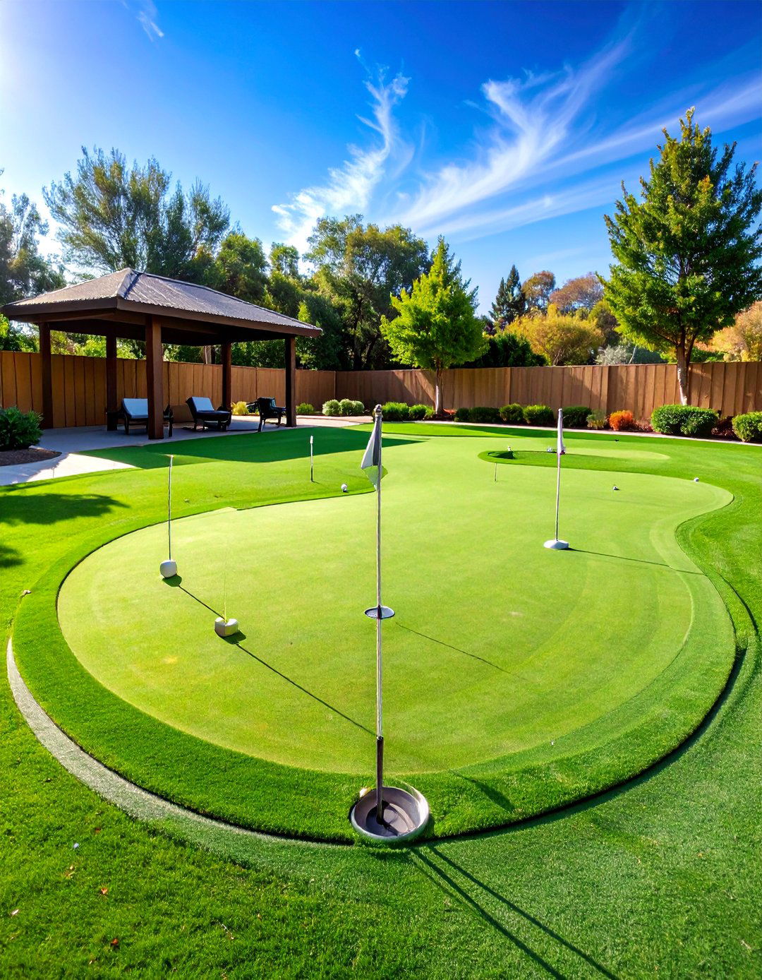 Professional Tournament Style Green with Multiple Pin Positions - 25 Backyard Putting Green Ideas