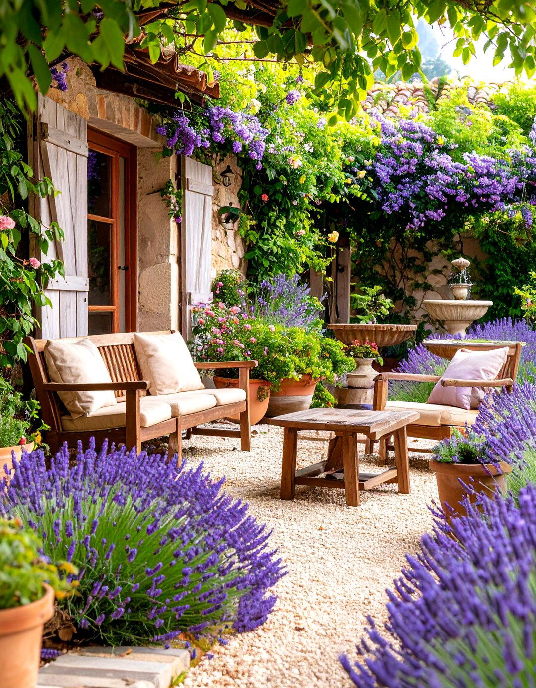 Provenal Lavender Herb Garden Retreat - 25 Mediterranean Patio Ideas
