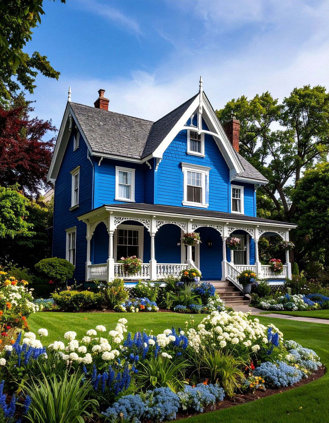 Prussian Blue Gothic Revival Drama - 25 Blue Exterior House Colors