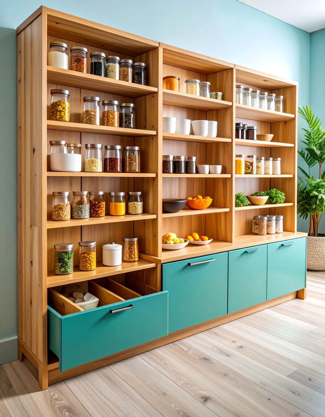 Pull Out Spice Cabinet with Tiered Shelving - 25 cabinet storage ideas