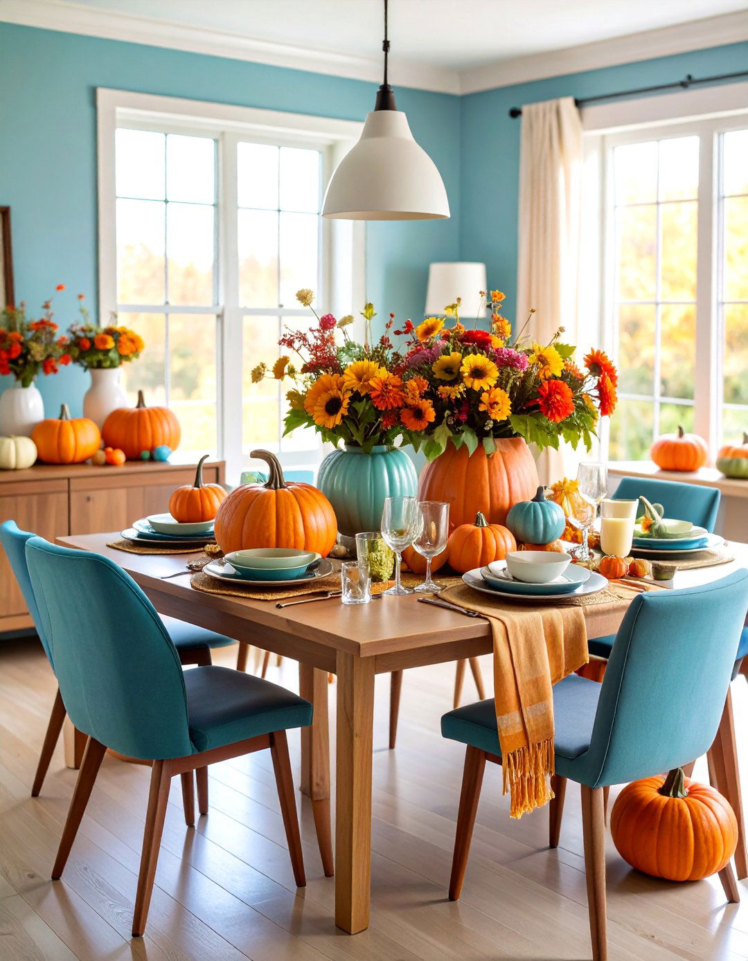 Pumpkin Centered Thanksgiving Design - 25 Thanksgiving Table Settings