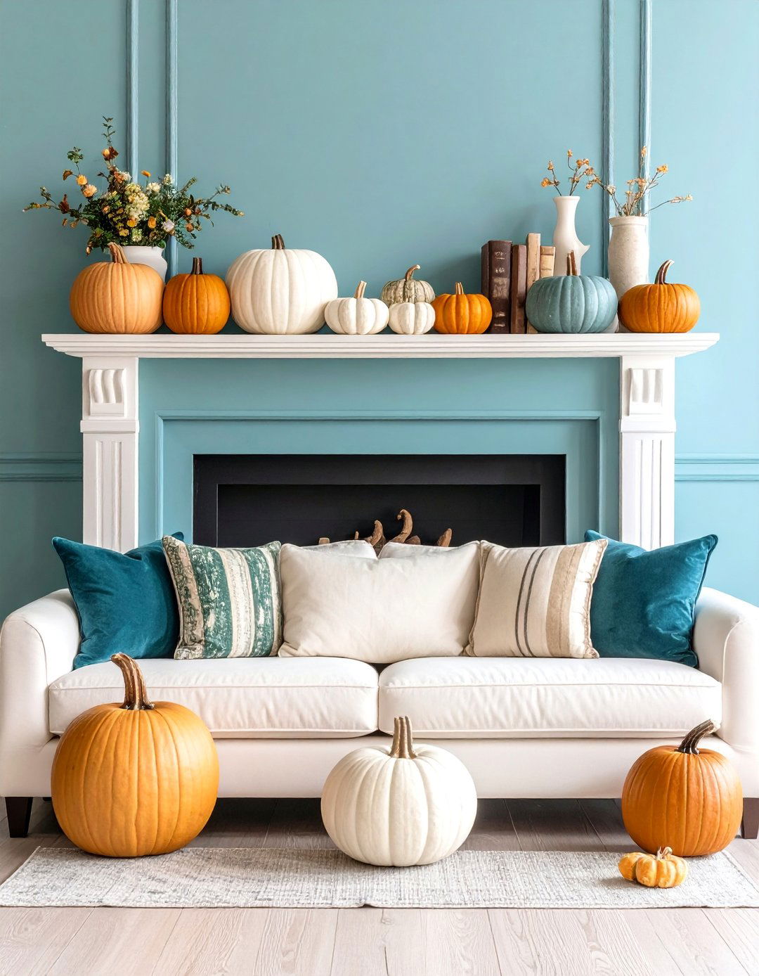 Pumpkin Paradise Mantel Showcase - 25 Fall Mantel Decor Ideas
