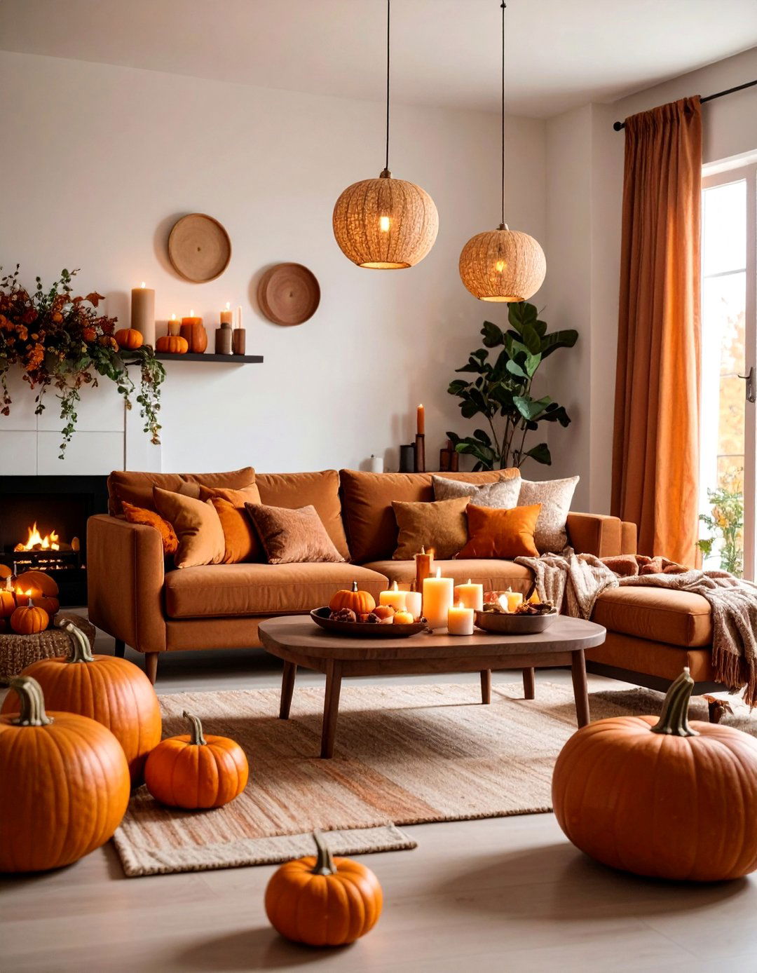 Pumpkin Spice Color Palette Living Room with Seasonal Warmth - 25 Fall Living Room Ideas