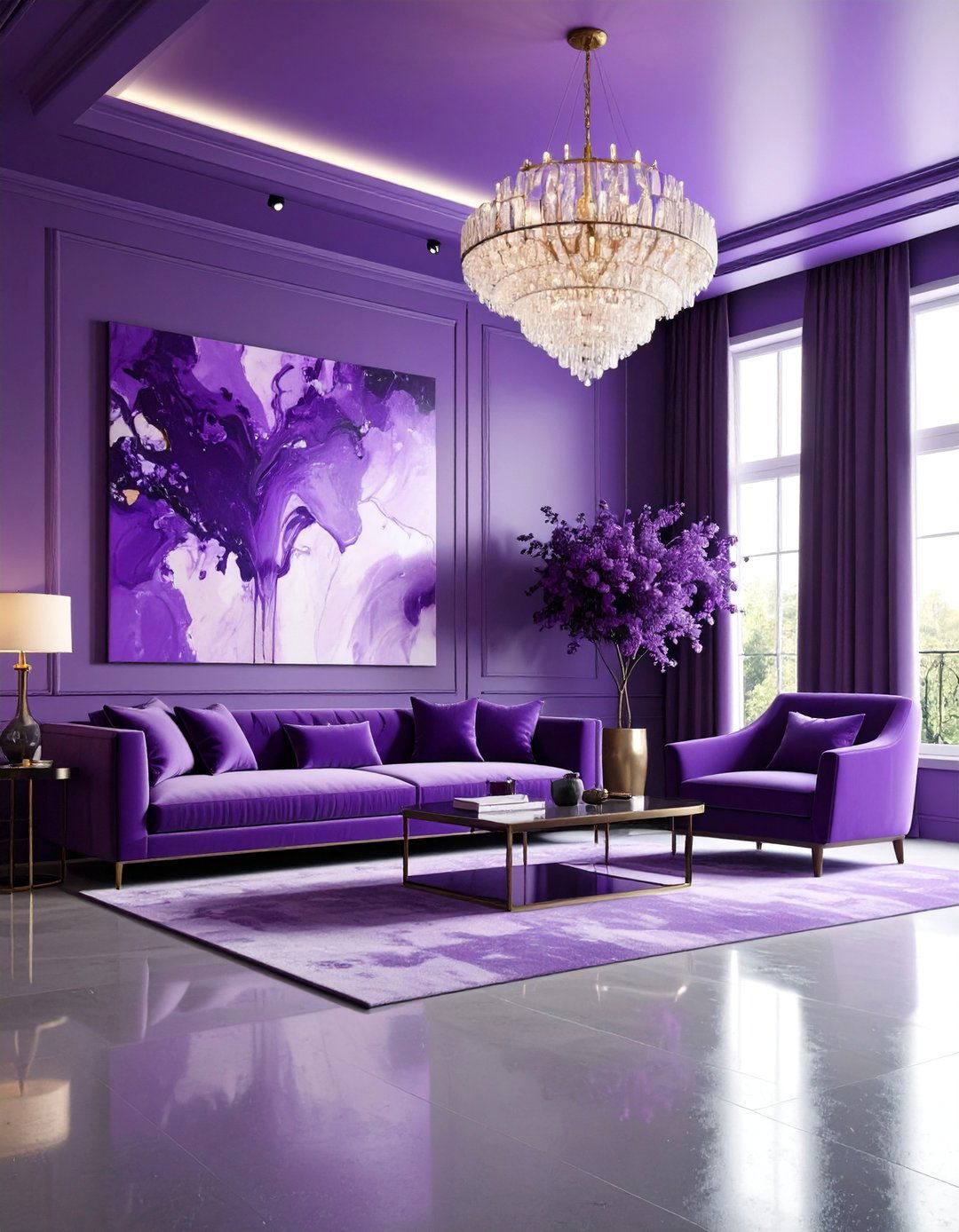 Purple Art Gallery Living Room - 25 Purple Living Room Ideas