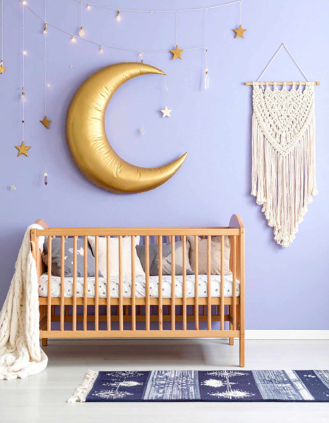 Purple Bohemian Moon Phase Sanctuary - 25 Purple Nursery Ideas