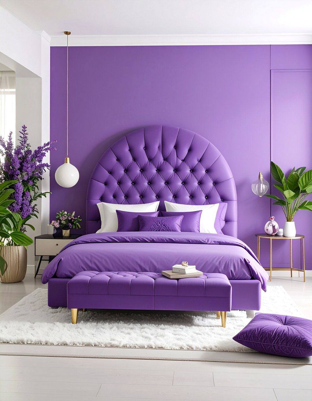 Purple Color Drenched Maximalist Bedroom - 25 Purple Bedroom Ideas