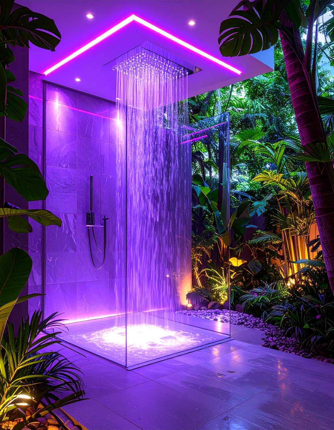 Purple Glass Tile Shower Design - 25 Purple Bathroom Ideas