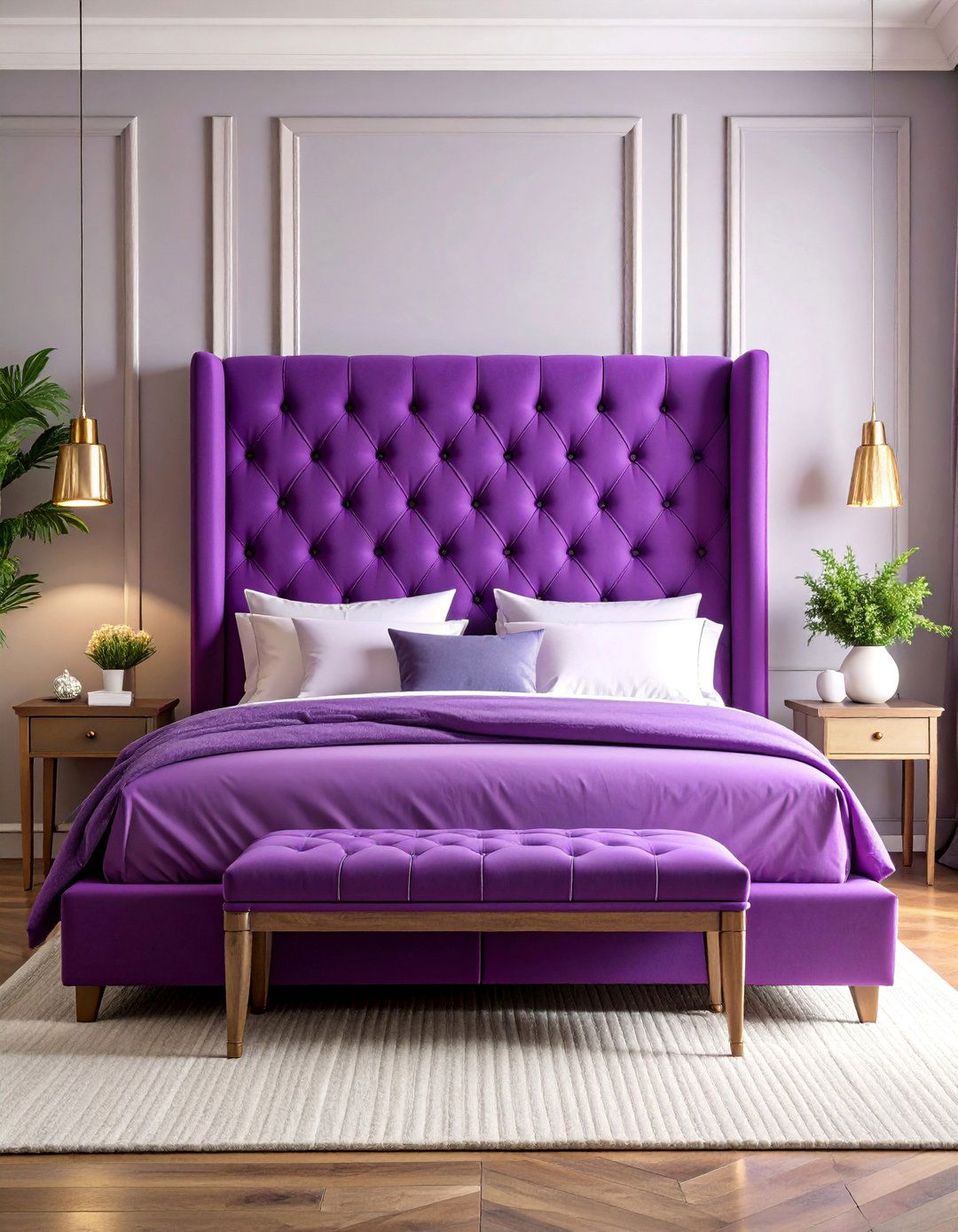 Purple Headboard Feature Bedroom - 25 Purple Bedroom Ideas