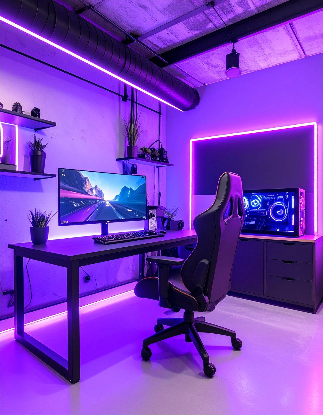 Purple Industrial Gaming Setup - 25 Purple Gaming Setup Ideas