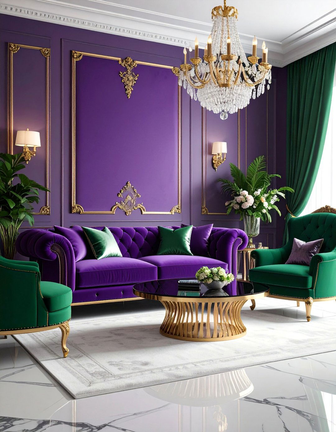 Purple Label Luxury Living Room with Velvet Upholstery - 25 Ralph Lauren Living Room Ideas
