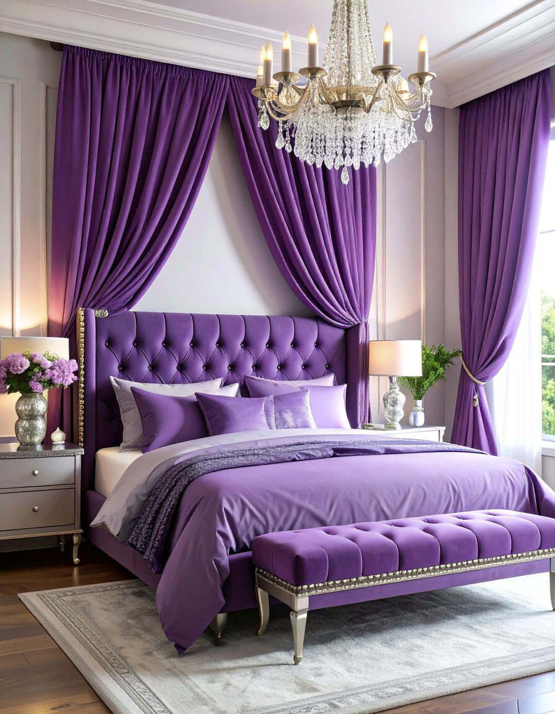 Purple Majesty with Silver Highlights - 25 Glam Bedroom Ideas