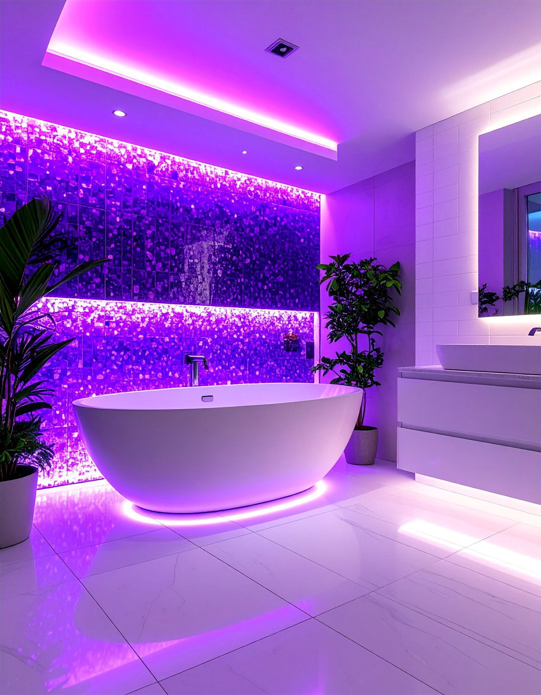 Purple Mosaic Tile Bathroom - 25 Purple Bathroom Ideas