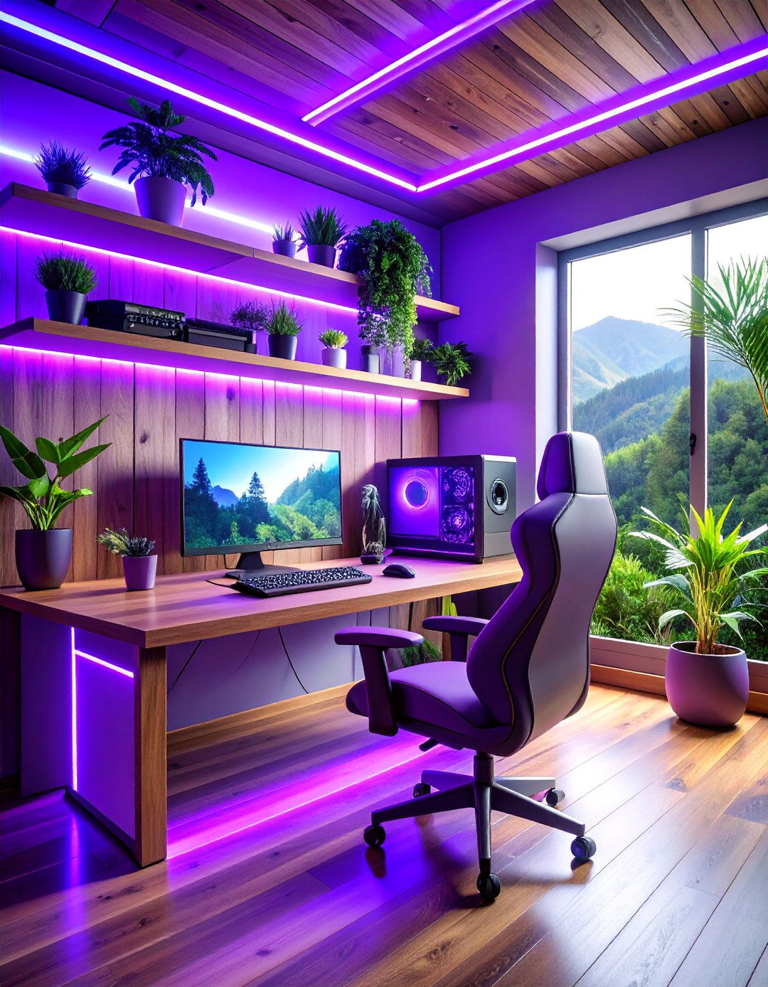 Purple Nature Fusion Gaming Setup - 25 Purple Gaming Setup Ideas